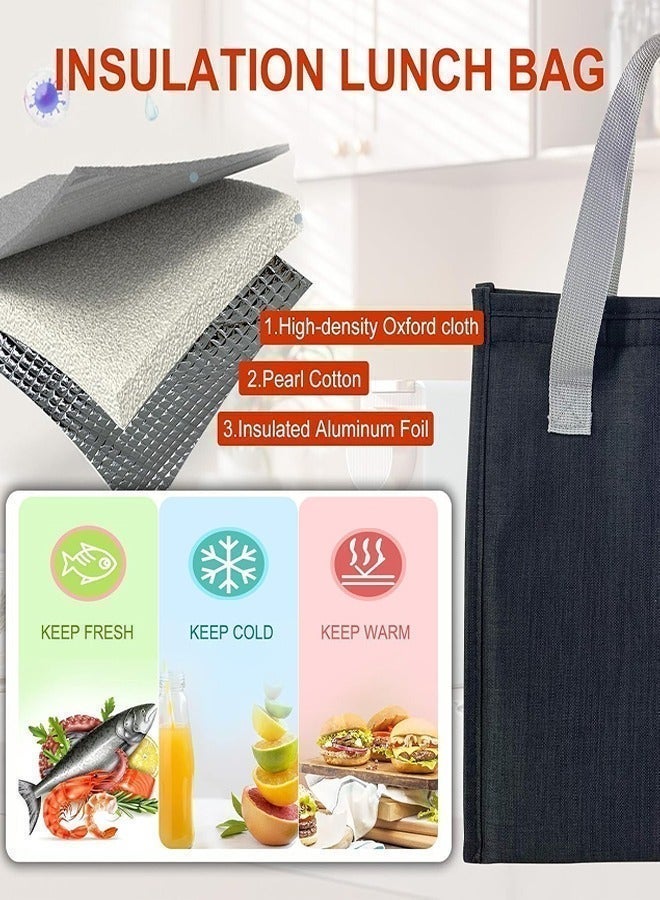 Tasty Food حقيبة غداء معزولة باللون الأسود - قابلة لإعادة الاستخدام ومناسبة للعمل المكتبي خارج الحرم الجامعي وما إلى ذلك - Image 3